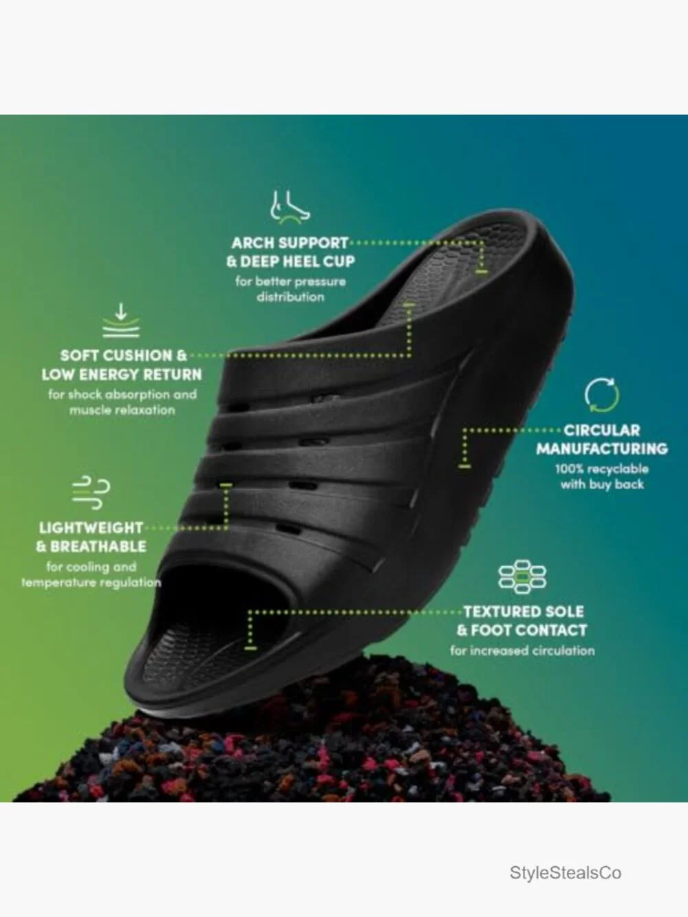 Recovery Slides with Arch Support and Cushioning